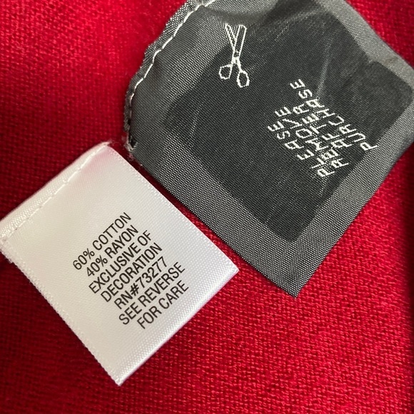 VGUC DANA BACHMAN Sz-M Vintage Red Christmas Top /w Draped & Sequined Neckline🎄 - Picture 10 of 16